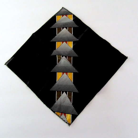 Black , green & golden yellow Art Deco style polyester pocket square or scarf - Picture 1 of 6
